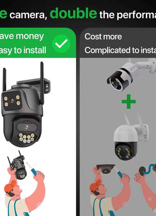 4K Dual Lens Outdoor PTZ Camera - 8MP HD Security Surveillance with Auto Tracking & P2P Connectivity