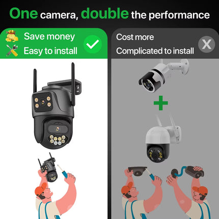 4K Dual Lens Outdoor PTZ Camera - 8MP HD Security Surveillance with Auto Tracking & P2P Connectivity