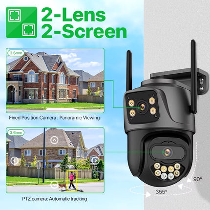 4K Dual Lens Outdoor PTZ Camera - 8MP HD Security Surveillance with Auto Tracking & P2P Connectivity
