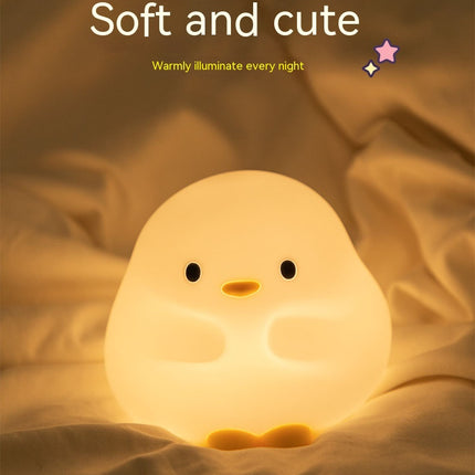 Cute Duck LED Night Lamp Cartoon Silicone USB Rechargeable Sleeping Light Touch Sensor Timing Bedroom Bedside Lamp for Kid Gift Home Decor