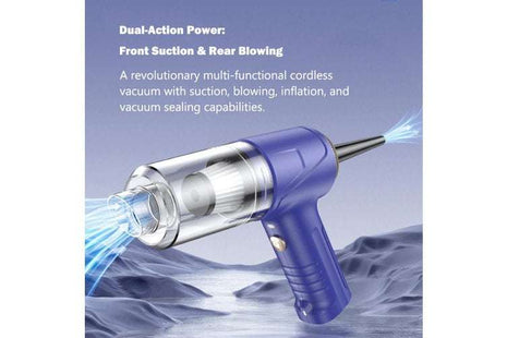 Powerful Cordless 4-In-1 Vacuum Cleaner – 12,000Pa Suction, Blower & Inflator, LED Light, Type-C Charging – Perfect for Home, Car & Outdoor Use!