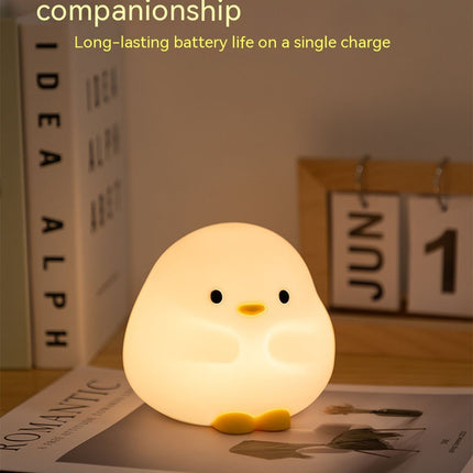 Cute Duck LED Night Lamp Cartoon Silicone USB Rechargeable Sleeping Light Touch Sensor Timing Bedroom Bedside Lamp for Kid Gift Home Decor