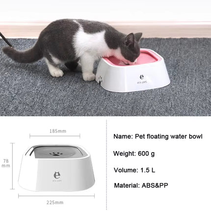 Non-Spill Floating Dog and Cat Water Bowl Dispenser - Plastic Anti-Overfill Design