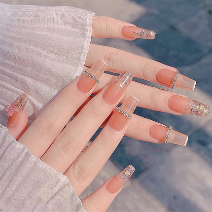1000PCS French Nail Tips - Acrylic Flake Half Cover Artificial False Nails for DIY Nail Art (Natural/Clear)