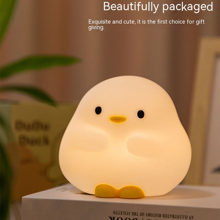 Cute Duck LED Night Lamp Cartoon Silicone USB Rechargeable Sleeping Light Touch Sensor Timing Bedroom Bedside Lamp for Kid Gift Home Decor