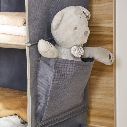 Hanging Closet Organizer, 6-Shelf Cloth Hanging Storage with Side Pockets,Grey