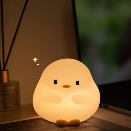 Cute Duck LED Night Lamp Cartoon Silicone USB Rechargeable Sleeping Light Touch Sensor Timing Bedroom Bedside Lamp for Kid Gift Home Decor