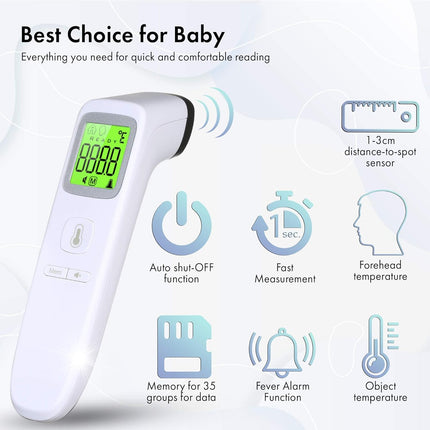 Non-Touch Digital Forehead Thermometer for Children and Babies - Fast & Accurate Infrared Readings for Parents