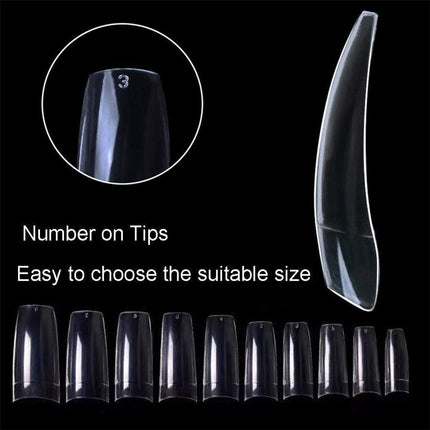 1000PCS French Nail Tips - Acrylic Flake Half Cover Artificial False Nails for DIY Nail Art (Natural/Clear)