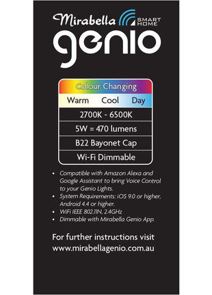 Genio WiFi 5W LED Round Light Bulb