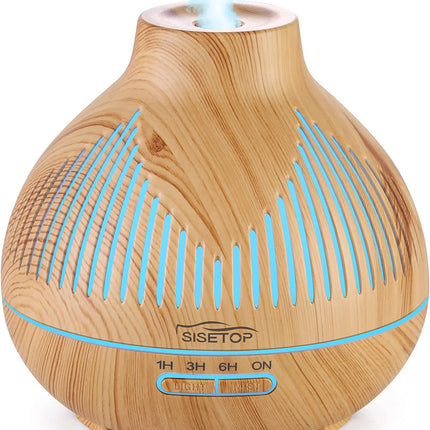 Oil Diffuser, 400ML Essential Oil Diffuser, 6 in 1 Diffuser & Humidifier with 3 Mist Modes & 5 Timers, Intermittent Mode up to 24H+, 14 Colors Mood Light, BPA Free for Baby, Kids, Yoga, Gift