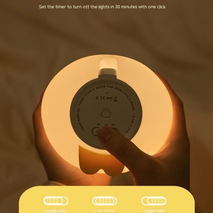 Cute Duck LED Night Lamp Cartoon Silicone USB Rechargeable Sleeping Light Touch Sensor Timing Bedroom Bedside Lamp for Kid Gift Home Decor