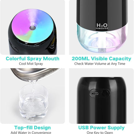 Portable Mini USB RGB Cool Mist H2O Humidifier Aromatherapy Essential Oil Diffuser Home 5V Power Humidity Control