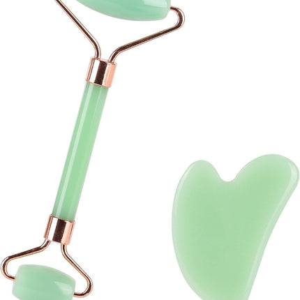 Revitalize Your Skin: 2-Piece Gua Sha & Jade Roller Set for Radiant Face Sculpting and Puffiness Relief