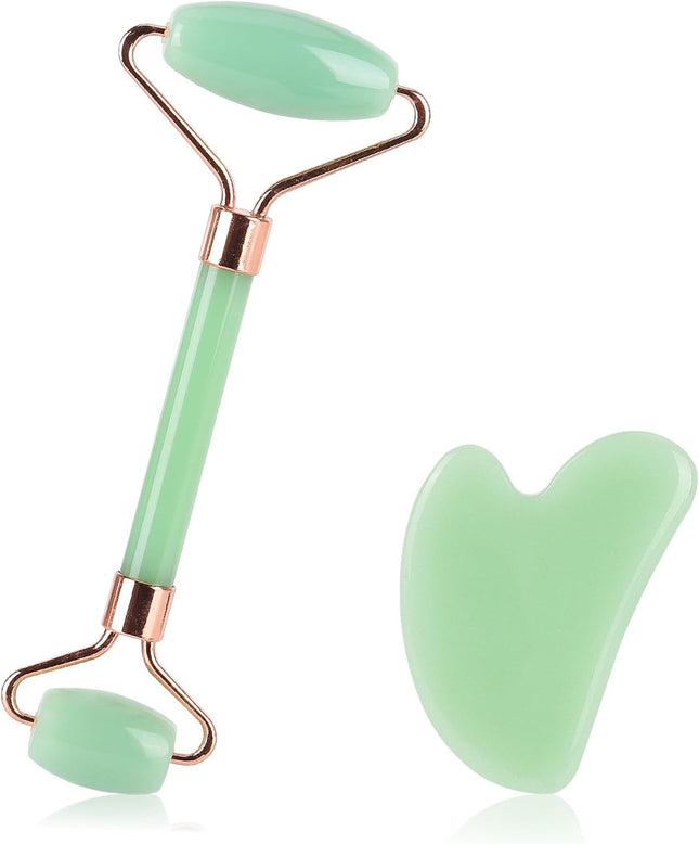 Revitalize Your Skin: 2-Piece Gua Sha & Jade Roller Set for Radiant Face Sculpting and Puffiness Relief