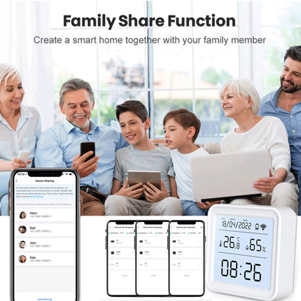 Tuya Smart WiFi Temperature and Humidity Sensor with Backlight, Compatible with Alexa and Google Assistant