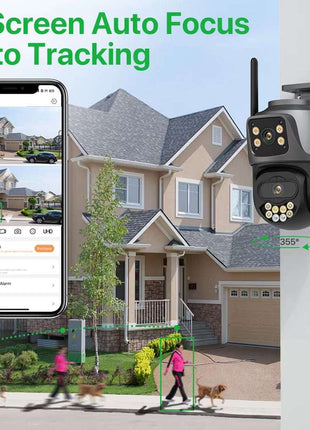 4K Dual Lens Outdoor PTZ Camera - 8MP HD Security Surveillance with Auto Tracking & P2P Connectivity