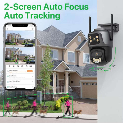 4K Dual Lens Outdoor PTZ Camera - 8MP HD Security Surveillance with Auto Tracking & P2P Connectivity