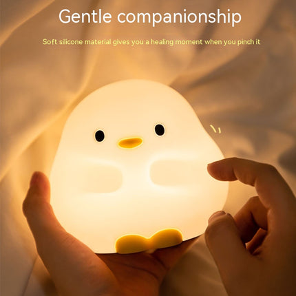 Cute Duck LED Night Lamp Cartoon Silicone USB Rechargeable Sleeping Light Touch Sensor Timing Bedroom Bedside Lamp for Kid Gift Home Decor