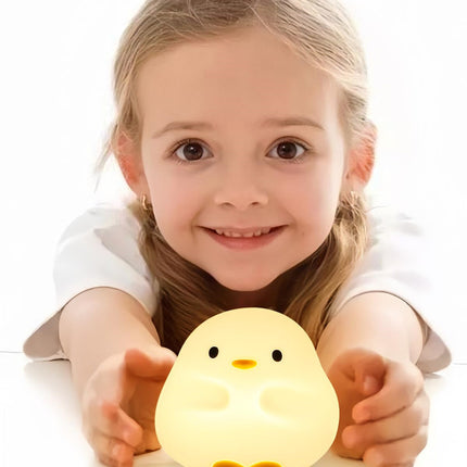 Cute Duck LED Night Lamp Cartoon Silicone USB Rechargeable Sleeping Light Touch Sensor Timing Bedroom Bedside Lamp for Kid Gift Home Decor