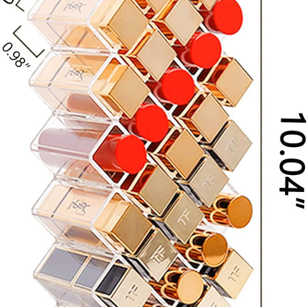 Acrylic Lipstick Organizer with 28 Spaces - Clear Lip Gloss Storage and Display Stand