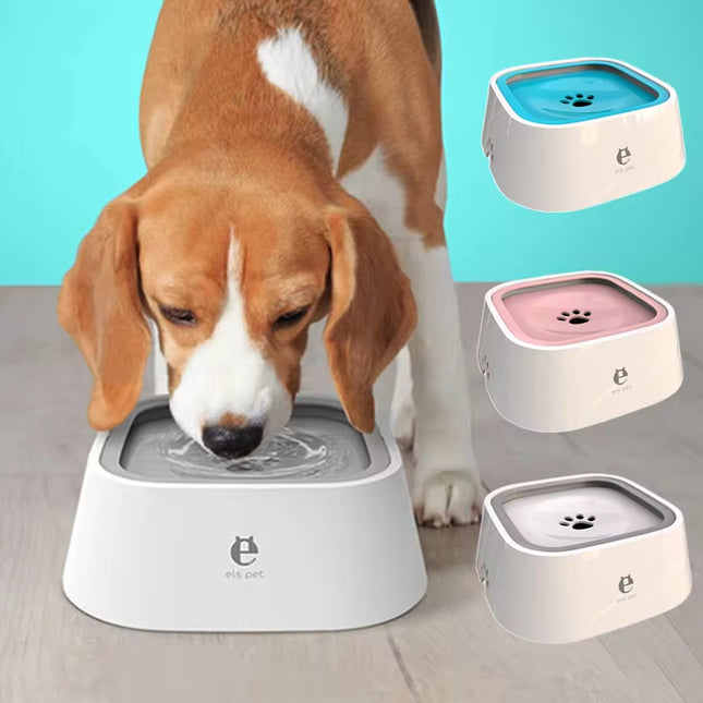 Non-Spill Floating Dog and Cat Water Bowl Dispenser - Plastic Anti-Overfill Design