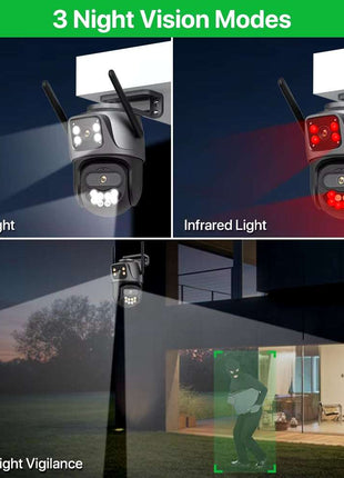 4K Dual Lens Outdoor PTZ Camera - 8MP HD Security Surveillance with Auto Tracking & P2P Connectivity
