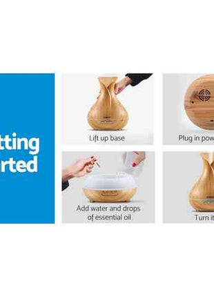 Devanti Aroma Diffuser Aromatherapy Light Wood 400ml