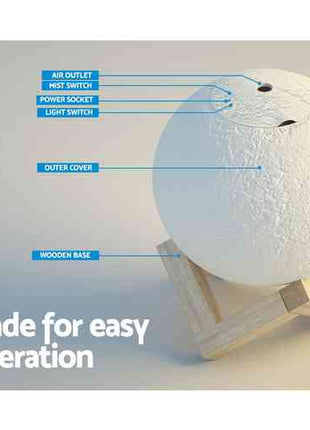 Devanti Aroma Diffuser Aromatherapy Moon Lamp 880ml