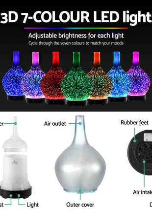 Devanti Ultrasonic Aroma Aromatherapy Diffuser 3D Light Oil Firework Humidifier