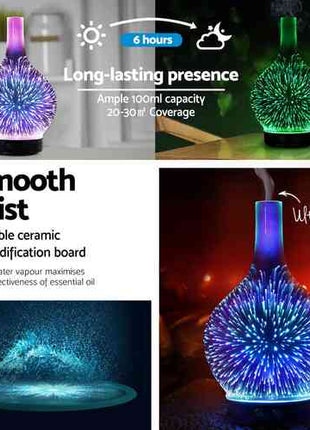 Devanti Ultrasonic Aroma Aromatherapy Diffuser 3D Light Oil Firework Humidifier