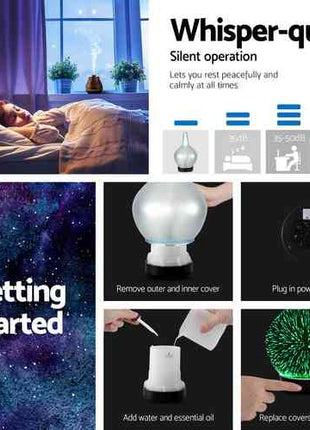 Devanti Ultrasonic Aroma Aromatherapy Diffuser 3D Light Oil Firework Humidifier
