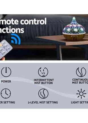 Devanti Aroma Diffuser Aromatherapy 3D Glass 400ml