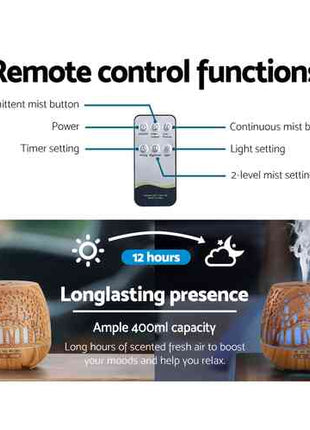 Devanti Aroma Diffuser Aromatherapy Wood Grain 400ml