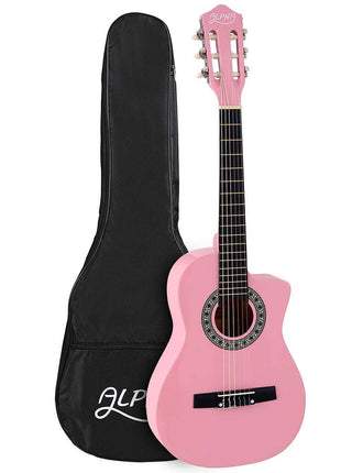 Alpha 34 Inch Classical Guitar Wooden Body Nylon String Beginner Kids Gift Pink