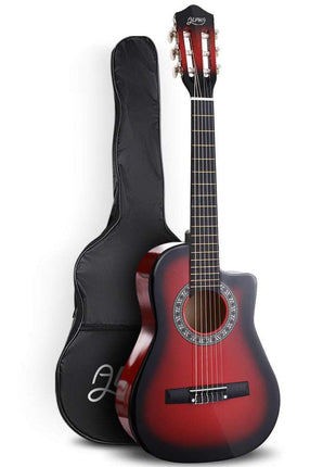 Alpha 34 Inch Classical Guitar Wooden Body Nylon String Beginner Kids Gift Red