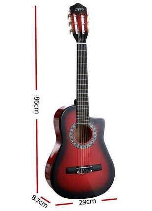 Alpha 34 Inch Classical Guitar Wooden Body Nylon String Beginner Kids Gift Red