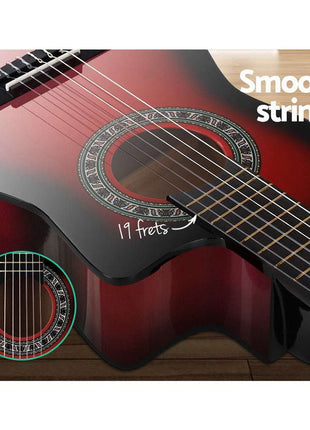 Alpha 34 Inch Classical Guitar Wooden Body Nylon String Beginner Kids Gift Red