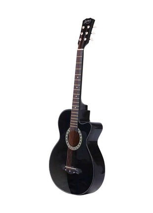 Alpha 38 Inch Acoustic Guitar Wooden Body Steel String Full Size Cutaway Black