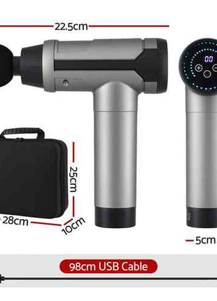 Everfit Massage Gun 30 Speed 6 Heads Vibration Muscle Massager Chargeable Black