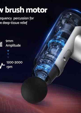 Everfit Massage Gun 30 Speed 6 Heads Vibration Muscle Massager Chargeable Black