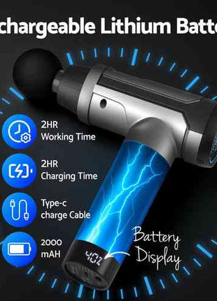 Everfit Massage Gun 30 Speed 6 Heads Vibration Muscle Massager Chargeable Black