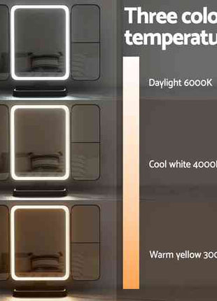 Embellir LED Makeup Mirror Tri-fold Lighted Vanity Mirrors 1X2X3X Magnifications