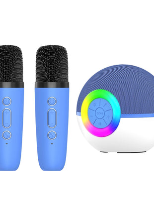 Mini Karaoke Machine - 2x Wireless Microphones Portable Bluetooth Speaker (Purple)(Blue)(Pink)