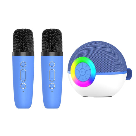 Mini Karaoke Machine - 2x Wireless Microphones Portable Bluetooth Speaker (Purple)(Blue)(Pink)