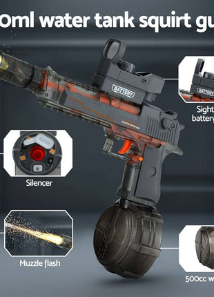 Keezi Kids Adult Electric Water Gun 500ml Water Tank Light Squirt Guns Toys Grey