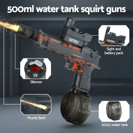 Keezi Kids Adult Electric Water Gun 500ml Water Tank Light Squirt Guns Toys Grey