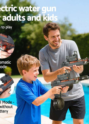 Keezi Kids Adult Electric Water Gun 500ml Water Tank Light Squirt Guns Toys Grey
