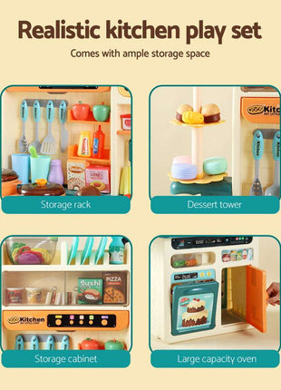 Keezi Kids Kitchen Pretend Play Set Cooking Sound Steam Light Function