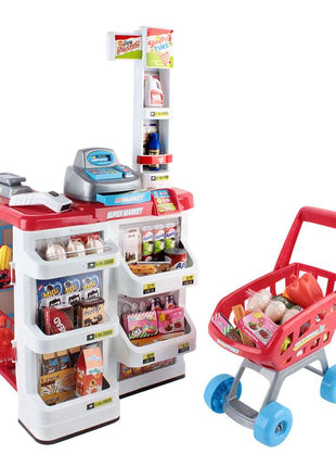 Keezi Kids Pretend Role Play Supermarket 24 Piece Playset Cash Register Trolley